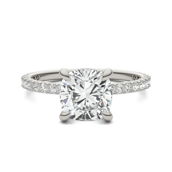 Cushion Custom Hidden Halo 3/4 Eternity Engagement Ring
